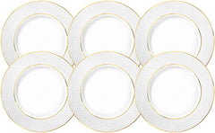 Wilmax Dinner Teller mit Goldlinien, 25,5 cm, 6er Set, WL-880102104/A6