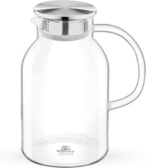 Wilmax Thermo Glas Krug 2100 ml mit Edelstahl-Deckel WL-888214/A