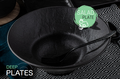 Wilmax Tiefer Porzellanteller Schwarz, 20 cm, 800 ml – WL-661112/A