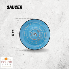 Wilmax Spiral Untertasse aus Porzellan, Blau, 12 cm – WL-669634/B