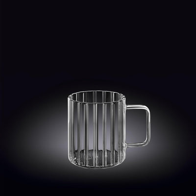 Wilmax Hitzebeständiger Glasbecher mit Henkel 200 ml Transparent aus Glas