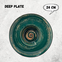 Wilmax Porzellanteller Grün, 24 cm, runder Tiefteller WL-669525/A2