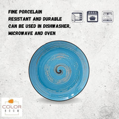 Wilmax Spiral Teller 6er Set aus Porzellan, 20 cm, Blau – WL-669612/A6