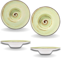 Wilmax Porzellanterteller rund tief 24 cm Pistazienfarbe 2 Stück WL-669125/A2