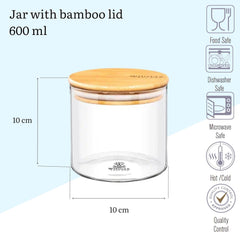 Wilmax Vorratsgläser aus Borosilikatglas, mit Bambusdeckeln – WL-888502/A