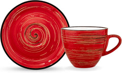 Wilmax Kaffee- & Tee-Tassenset ColorBoom, 6-teilig, 110 ml, rot, WL-669234/AB6