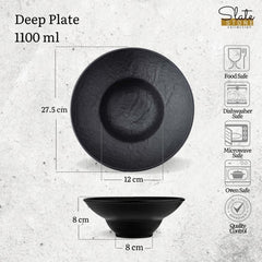 Wilmax Tiefes Porzellanteller-Set 2-teilig 1100 ml Schwarz WL-661113/A2