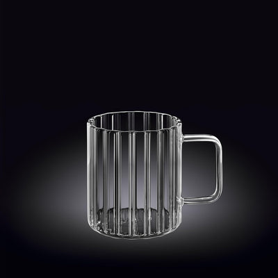 Wilmax Hitzebeständiger Glasbecher mit Henkel 300 ml Transparent aus Glas