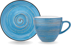 Wilmax SPIRAL Tassenset mit Untertassen, 6-teilig, 190 ml, Porzellan WL-669635/AB6