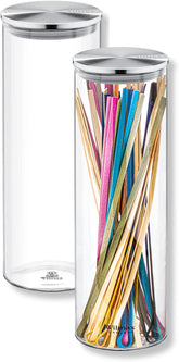 Wilmax Vorratsglas 2er Set 2000 ml mit Metalldeckel – Glasbehälter WL-888010/A2