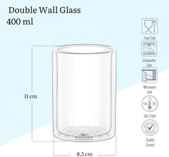 Wilmax Glas mit Doppelwand, 400 ml, 4er Set, WL-888785/A4
