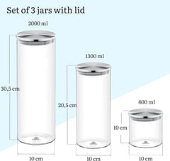 Wilmax Glasbehälter 3er-Set 600/1300/2000 ml WL-888512/A-516/A-520/A