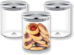 Wilmax Aufbewahrungsgläser 3-teilig aus Borosilikatglas mit Edelstahldeckeln WL-888513/A3