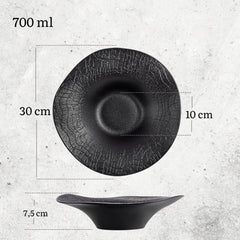 Wilmax Wavy Tiefer Plattenteller, 30 cm, 700 ml, Schwarz – WL-663106/A