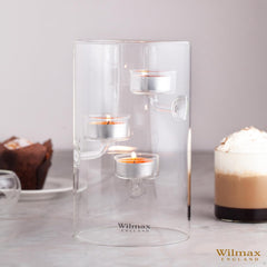 Wilmax Teelichthalter aus Glas für 3 Teelichter, 20 cm – WL-888906/A