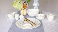 Wilmax Flacher Speiseteller mit Goldlinien, 25,5 cm, Porzellan, WL-880102104/A