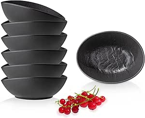 Wilmax Ovale Schale 8 × 6 × 3 cm 6er-Set Schwarz aus Porzellan