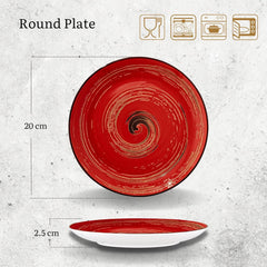 Wilmax Runde Porzellanteller 20.5 cm, 6er Set, rot – WL-669212/A6