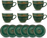 Wilmax Tasse-Untertasse 110 ml Grün Porzellan 6er Set WL-669534/AB6