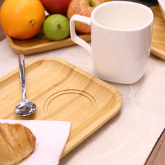 Wilmax 2 Bambus-Teller & 2 Porzellantassen – 4-tlg WL-771126/A2-993066/A2