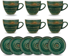 Wilmax Spiral Tassen- und Untertassen-Set 6-teilig Grün WL-669535/AB6
