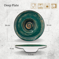 Wilmax Porzellanteller Grün, 24 cm, runder Tiefteller WL-669525/A