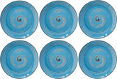 Wilmax Spiral Teller 6er Set aus Porzellan, 20 cm, Blau – WL-669612/A6