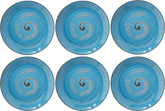 Wilmax Spiral Teller 6er Set aus Porzellan, 20 cm, Blau – WL-669612/A6