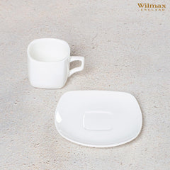 Wilmax Tee Tasse & Untertasse 200 ml aus Porzellan quadratisch WL-993003/AB