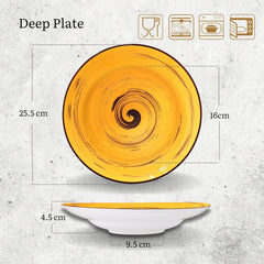 Wilmax Tiefer Porzellanteller 350 ml, Gelb, Ø 25,5 cm WL-669427/A2