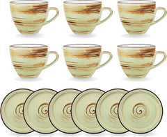 Wilmax Kaffee Tassen & Untertassen Set 6-teilig 190 ml Porzellan WL-669135/AB6