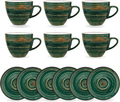 Wilmax ColorBoom Kaffee-Tassen Set, Spiral Grün, 75 ml, 6-teilig WL-669533/AB6