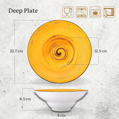 Wilmax Porzellanteller Gelb, Tief, 22.5 cm Durchmesser, 1100 ml – WL-669423/A