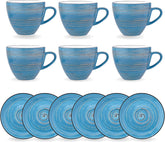 Wilmax 6-teiliges Tassen & Untertassen Set 75 ml blau WL-669633/AB6