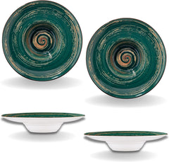 Wilmax Porzellanteller Grün, 24 cm, runder Tiefteller WL-669525/A2