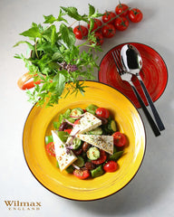Wilmax Tiefer Porzellanteller 350 ml, Gelb, Ø 25,5 cm WL-669427/A2