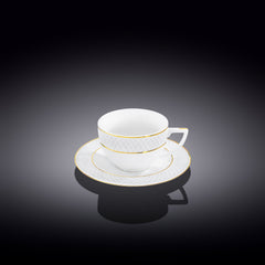Wilmax Porzellan Kaffeetasse & Untertasse mit Goldlinien – WL-880102400/AB