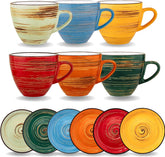 Wilmax SPIRAL Tassen mit Untertassen 6er Set 300 ml Porzellan WL-669MIX36