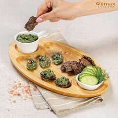 Wilmax 3-teilige Servierplatte aus natürlichem Bambus, 45.5 x 25 cm – WL-771041/A