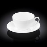 Wilmax Teetasse mit Untertasse 400 ml Weiß Porzellan WL-993191/AB