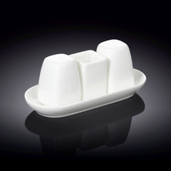 Wilmax Salz- & Pfeffer Set aus Porzellan mit Zahnstocherhalter WL-996005/SP