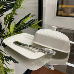 Wilmax Butterdose aus Porzellan mit Deckel 18,5 x 12,5 x 7,5 cm Diamond WL-880101601/A