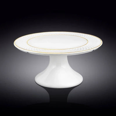 Wilmax Tortenständer 30,5 × 10 cm Weiß mit Golddekor aus Porzellan