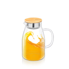 Wilmax England Glaskrug mit Bambusdeckel, 1500 ml, WL-888215/A