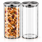 Wilmax Vorratsglas 2000 ml mit Edelstahldeckel 2er-Set Transparent