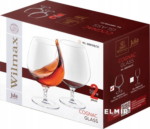 Wilmax Cognacglas 550 ml 2er-Set Transparent aus Wilmax Crystalline-Serie