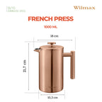Wilmax French Press 1000 ml aus Edelstahl