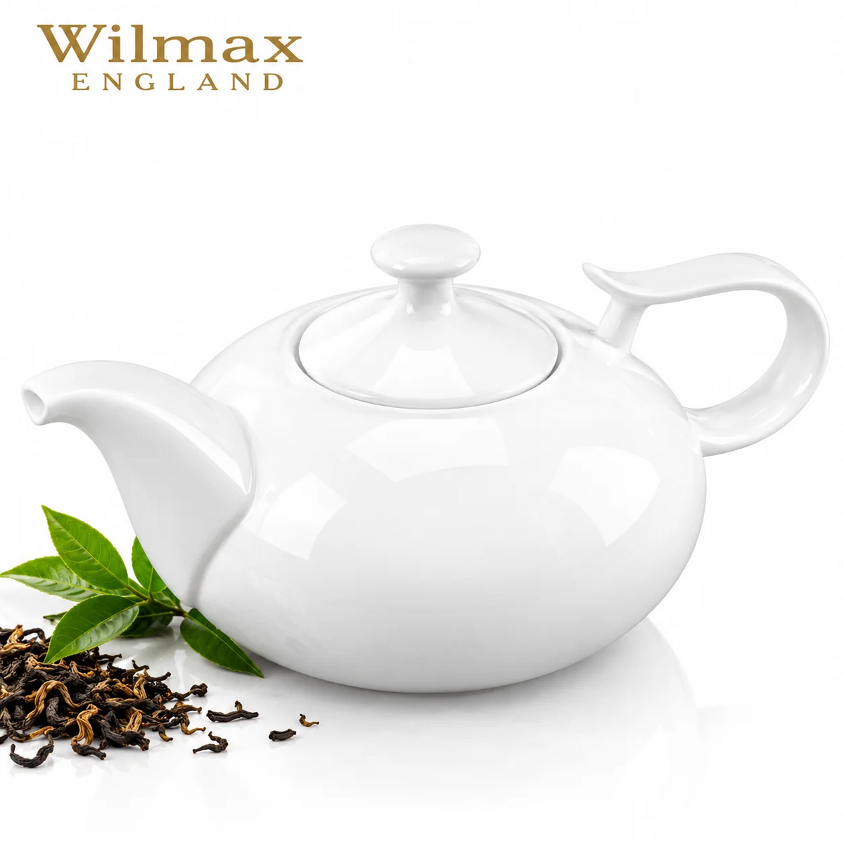 Wilmax Kaffee- und Teekanne mit integriertem Ausgusssieb 1150 ml Weiß aus Porzellan