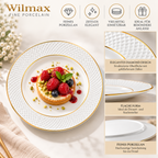 Wilmax Teller 18 cm Weiß mit Goldrand aus Porzellan