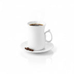 Wilmax Tasse mit Untertassen 6er-Set Weiß aus Porzellan
